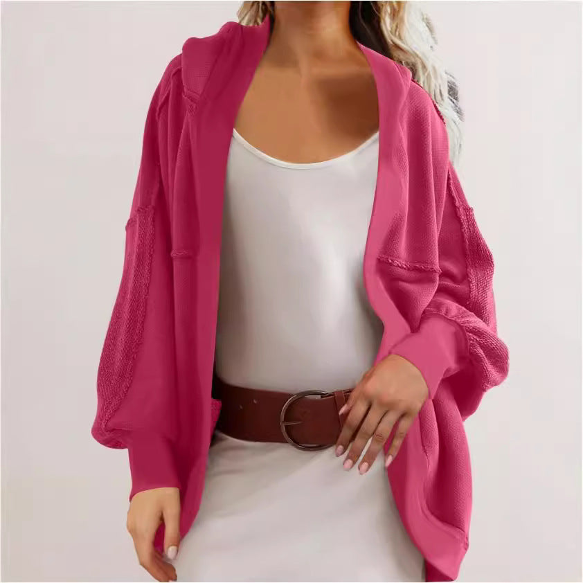 Dame afslappet hættejakke med struktureret overflade Stilla