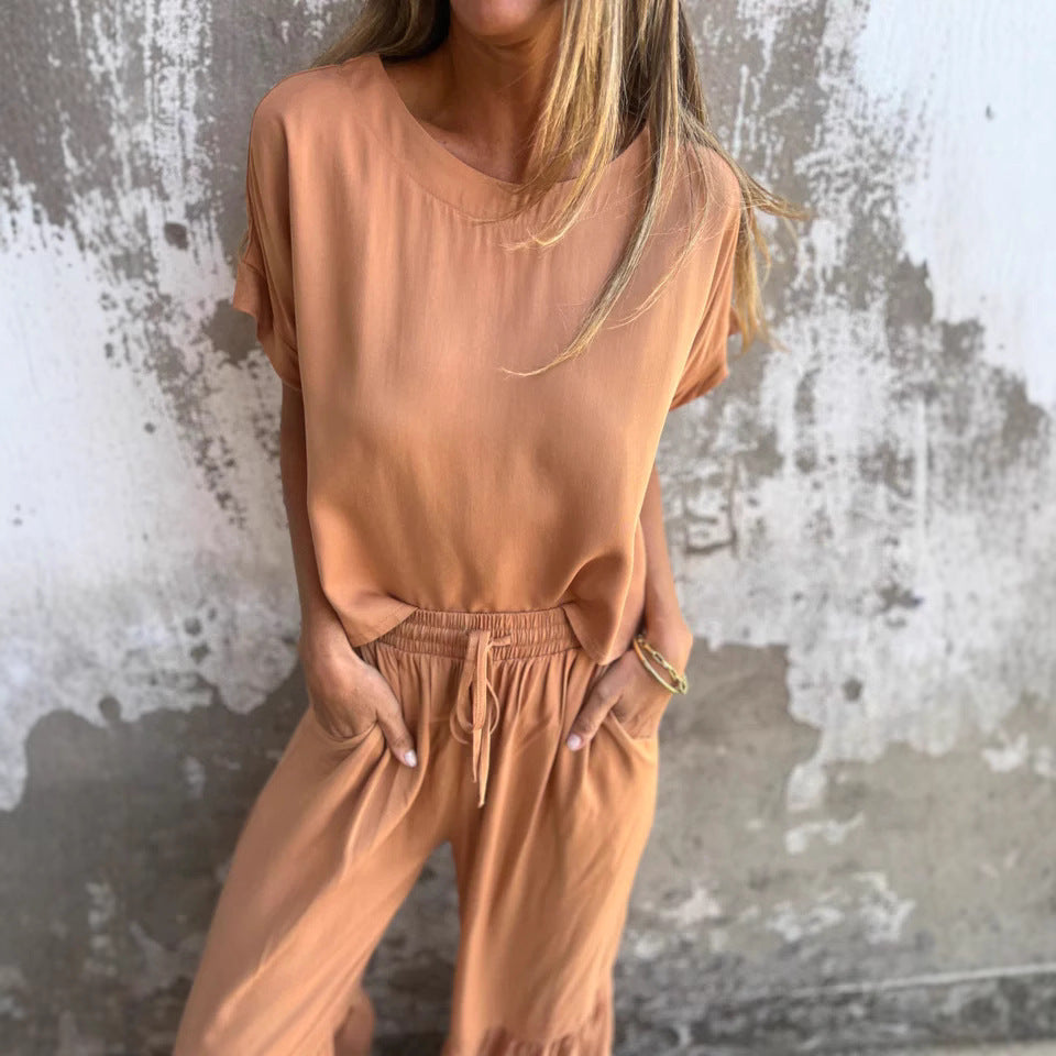 Dame løs jumpsuit med bredt ben og elastisk talje Stilla