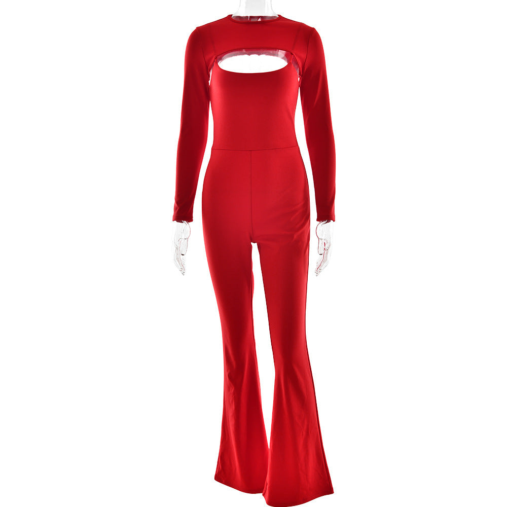 Dame Figurformende Jumpsuit med Cut-Out-detalje og stilfuldt langærmet design Stilla