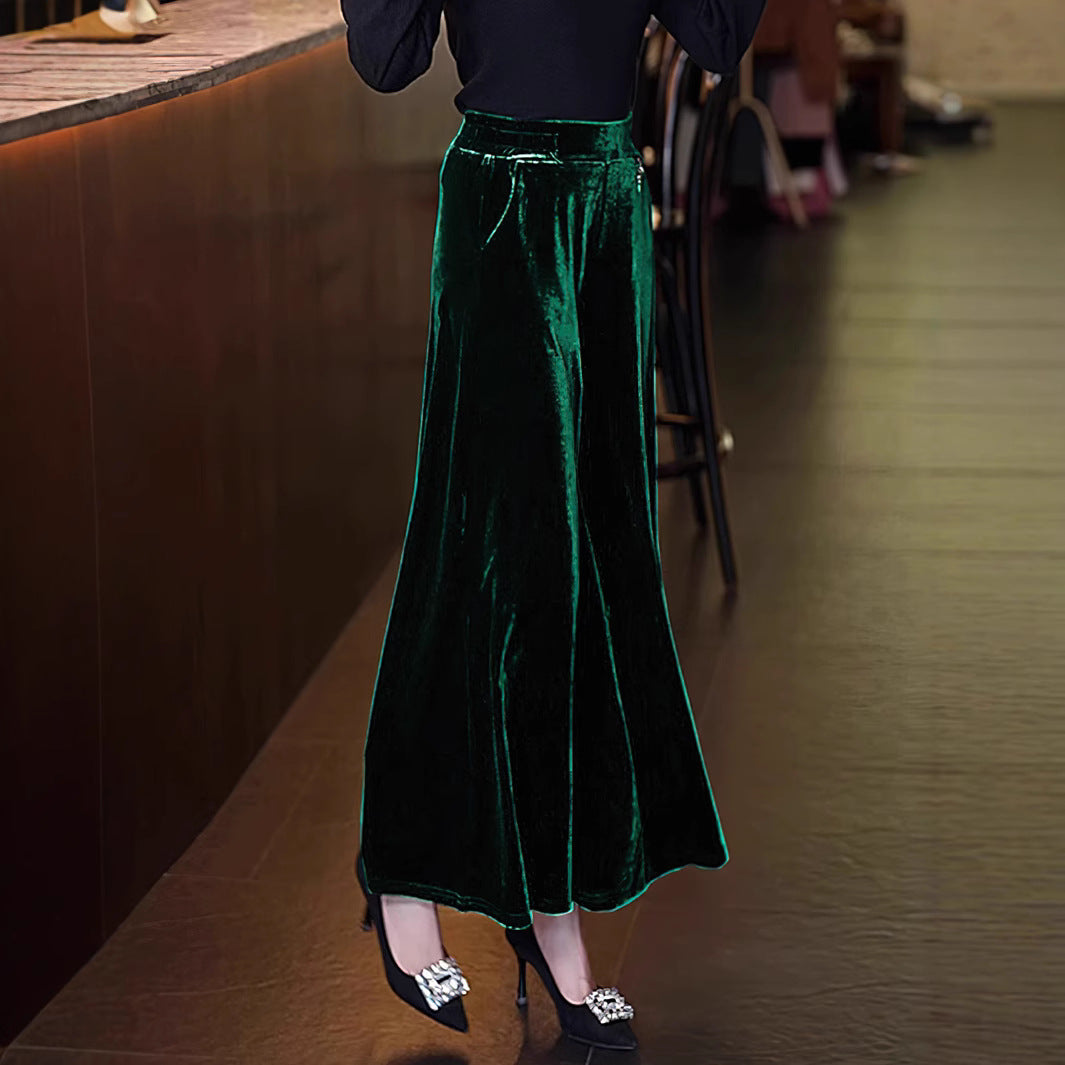 Dame elegant flared bukser lavet af luksuriøs velour Stilla