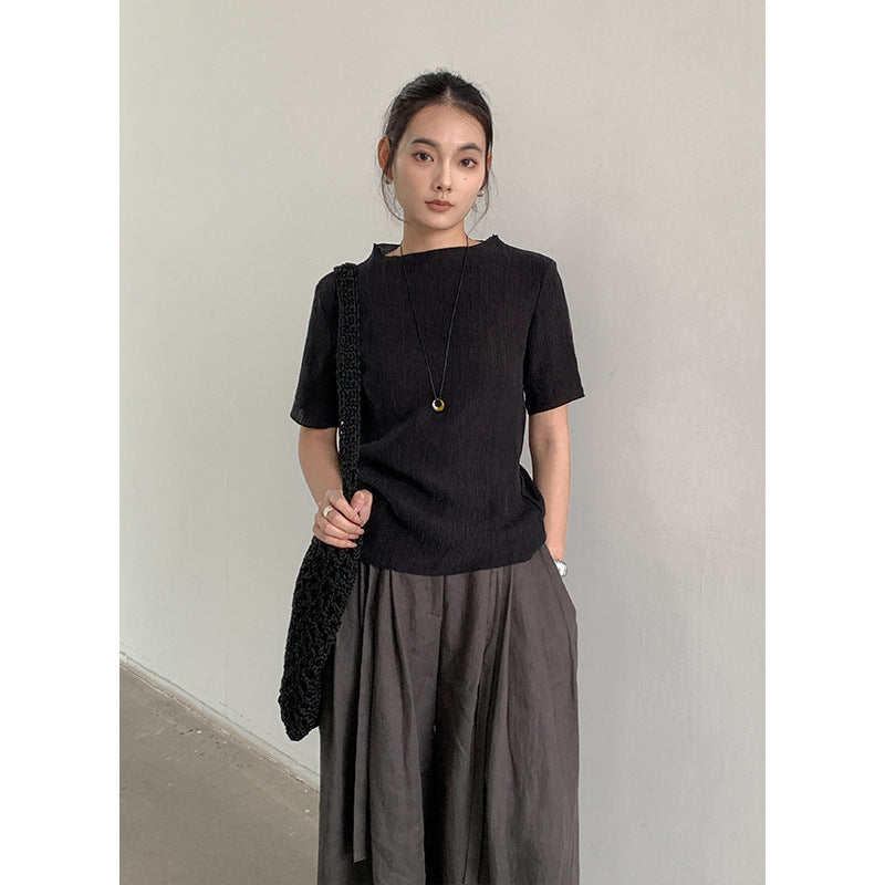 Dame afslappet Relaxed-Fit T-shirt i højkvalitets bomuldsblanding med rund halsudskæring og minimalistisk æstetik Stilla