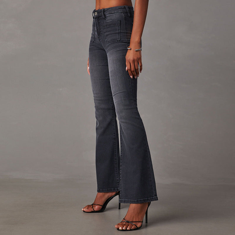 Dame Bootcut Jeans med høj talje og elegant vask Stilla