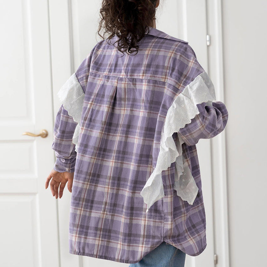 Dame ternet Skjorte med Spidsbesætning og Løs Skæring Stilla