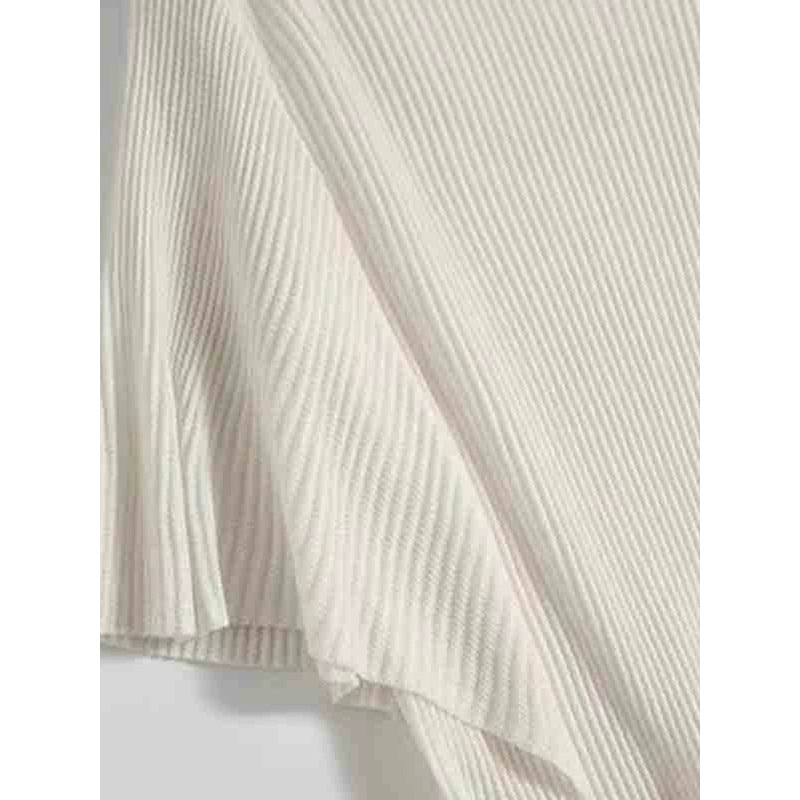 Dame afslappet ribstrikket top med vide ærmer og høj krave Stilla