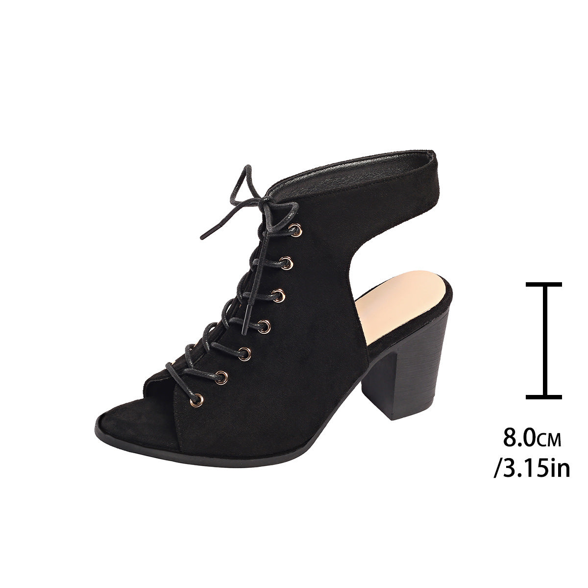 Dame Åbne Snørersandaler med fashionabel blokhæl Stilla