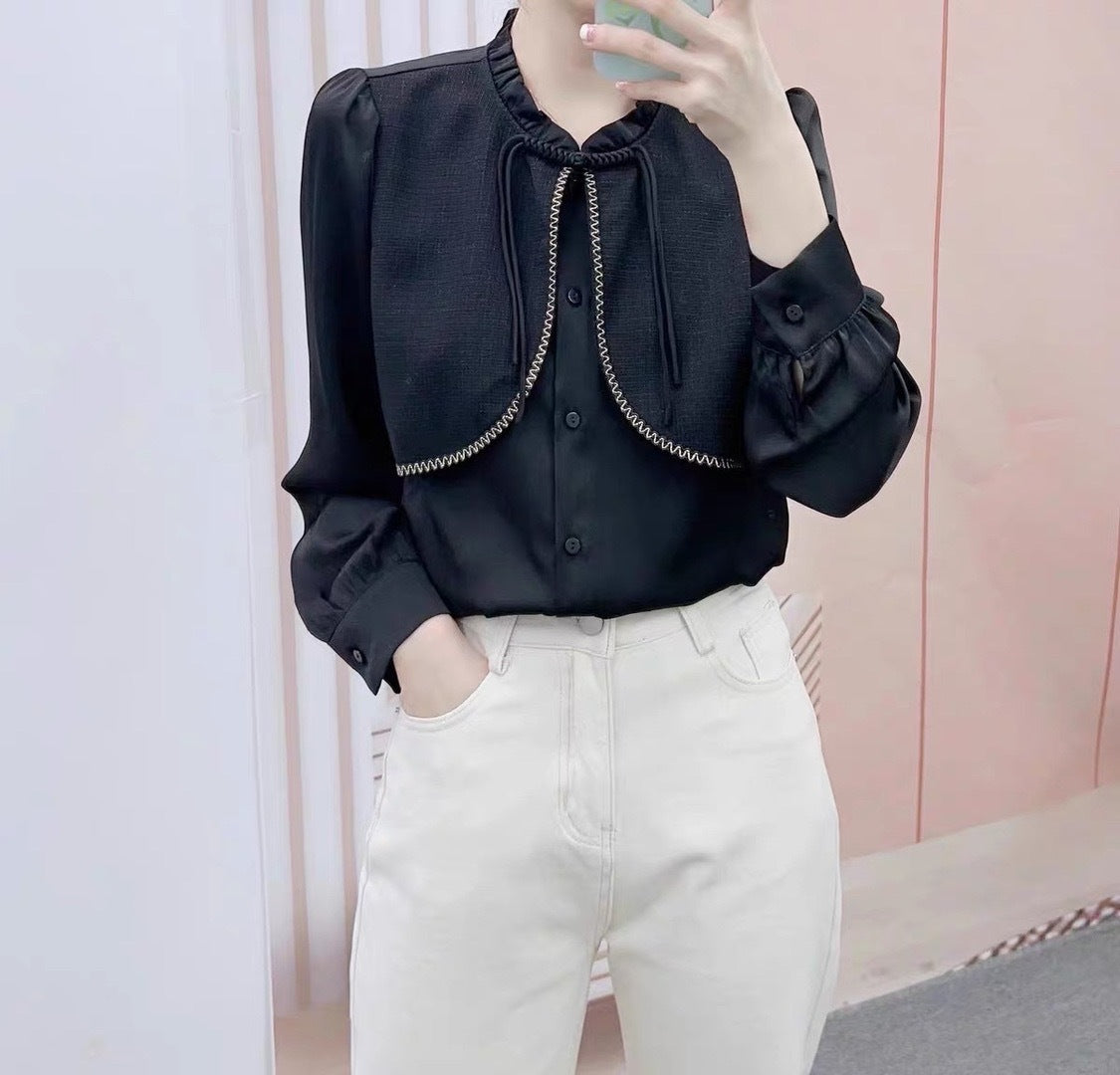 Dame elegant bluse med aftagelige skulderpuder Stilla