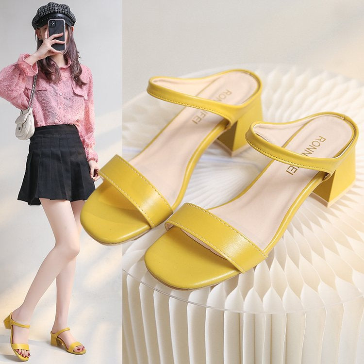 Dame Elegant Blokhæl Sandaletter med brede Remme og komfortabel Sål Stilla