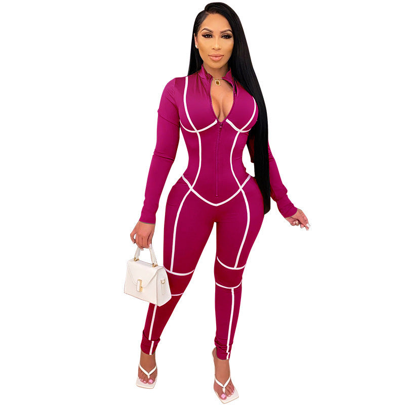 Dame Bodycon Jumpsuit med strategisk snit og lynlås Stilla