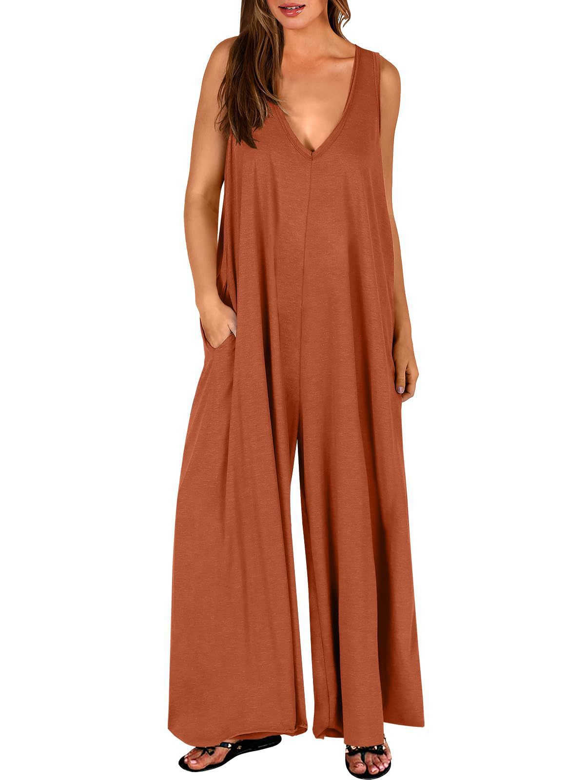 Dame Luftigt Jumpsuit med dyb V-hals og sidelommer Stilla