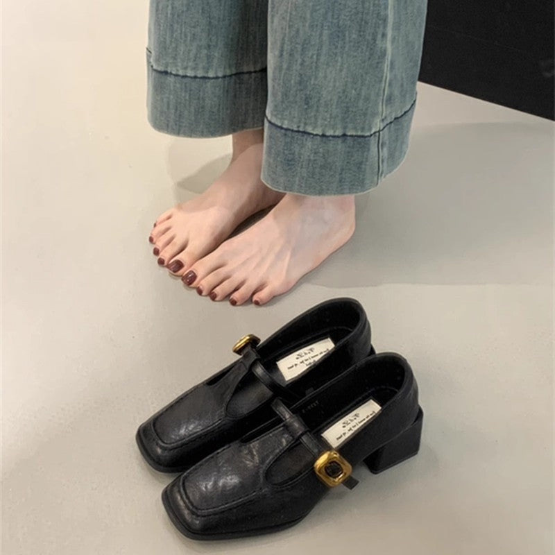 Dame Elegant Firkanthæle T-rem Sandaler Blockhæle Stilla