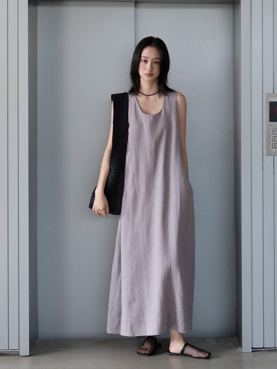 Dame afslappet Jersey-maxikjole med racerback og svajende nederdel Stilla