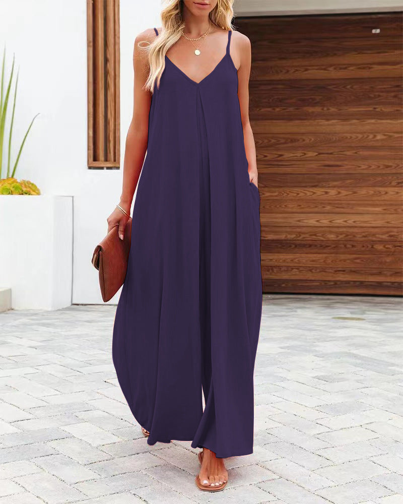 Dame Luftig Maxi-Jumpsuit med Spaghetti-stropper og sidelommer Stilla