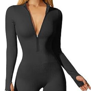 Dame Figurtilpasset Jumpsuit med elegant Ribdesign og Langærmet Stilla