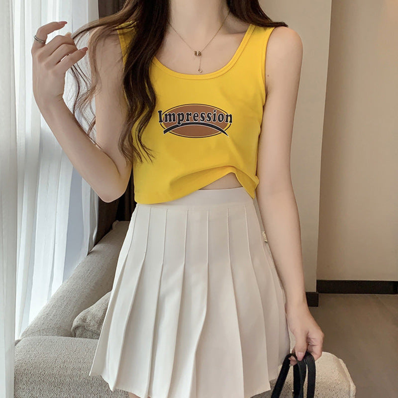 Dame Cropped Graphic Tank Top med moderne tryk Stilla