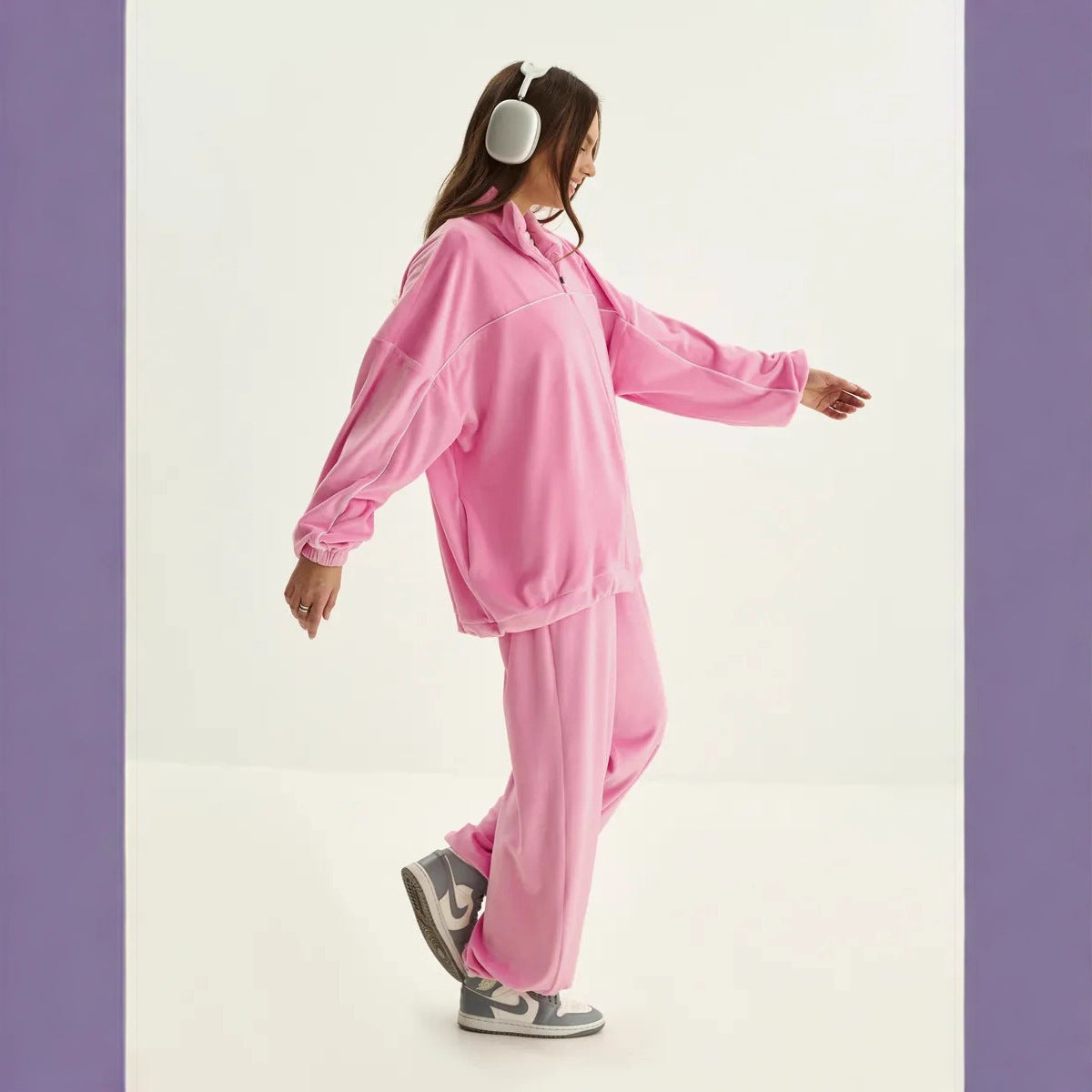 Dame afslappet fleecejakke med høj krave Stilla