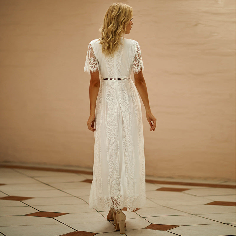 Dame Elegant Bohemian Spids Maxi Kjole Stilla