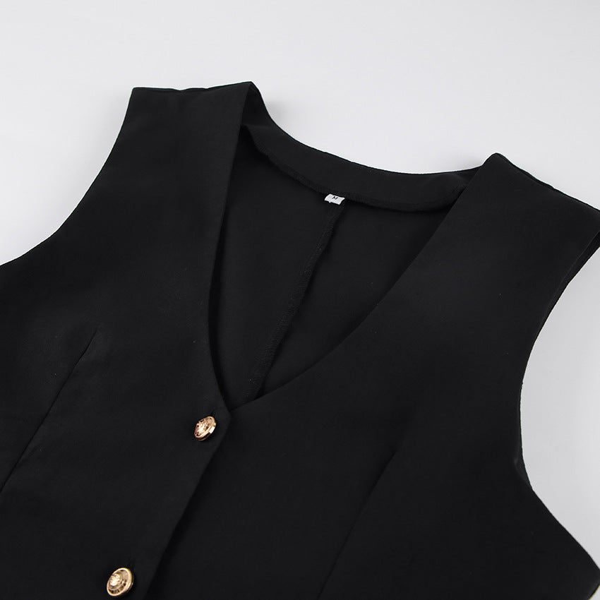 Dame jumpsuit med dyb V-udskæring og vidde ben Stilla