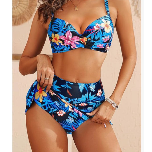 Dame Bikini-sæt med blomsterdesign og moderigtig nederdel Stilla
