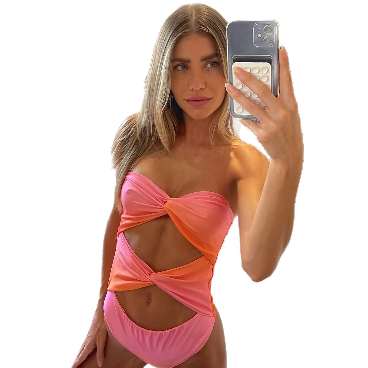 Dame Cut-Out Strandkjole med Vikledesign og Rynk Stilla