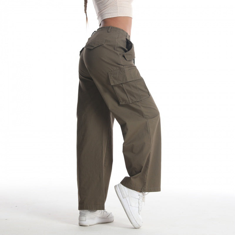 Damer Casual Cargo Bukser med bred pasform og adskillige lommer Stilla