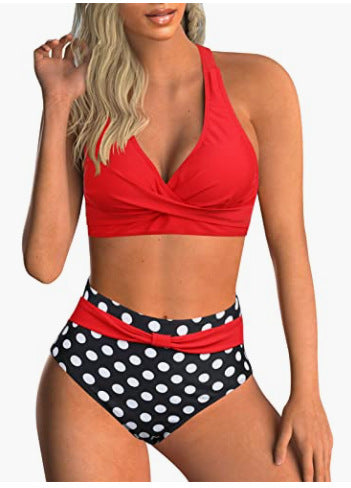 Dame bikini-sæt med elegant indviklet top og højtaljede trusser Stilla