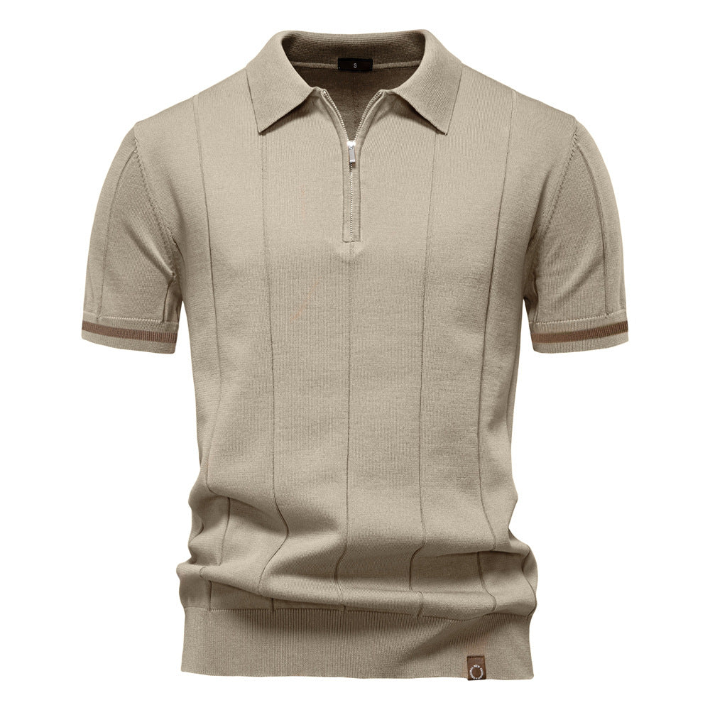 Herre polo T-shirt med sporty lynlås Stilla