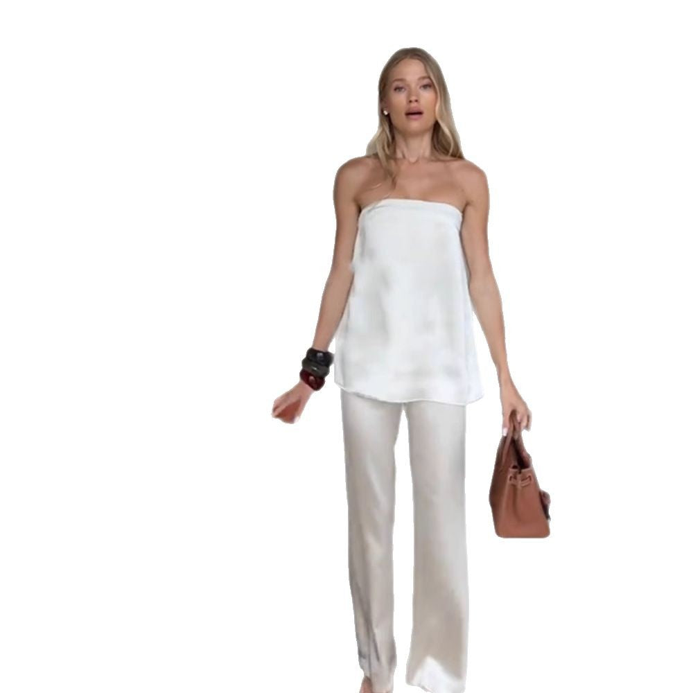 Dame Cropped Jumpsuit med off-shoulder design og bredt ben Stilla