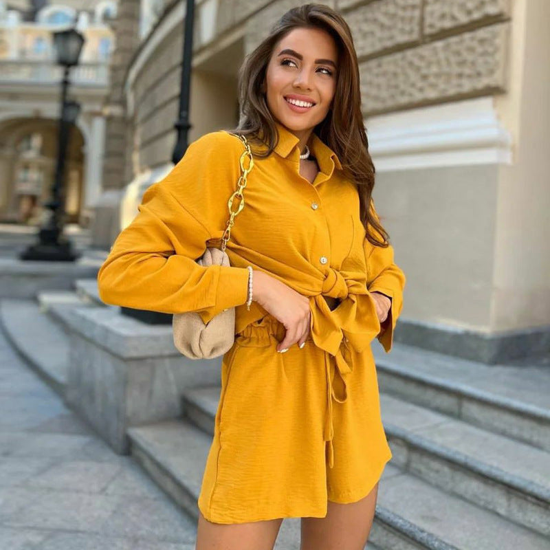 Dame afslappet skjorte og shorts sæt Stilla