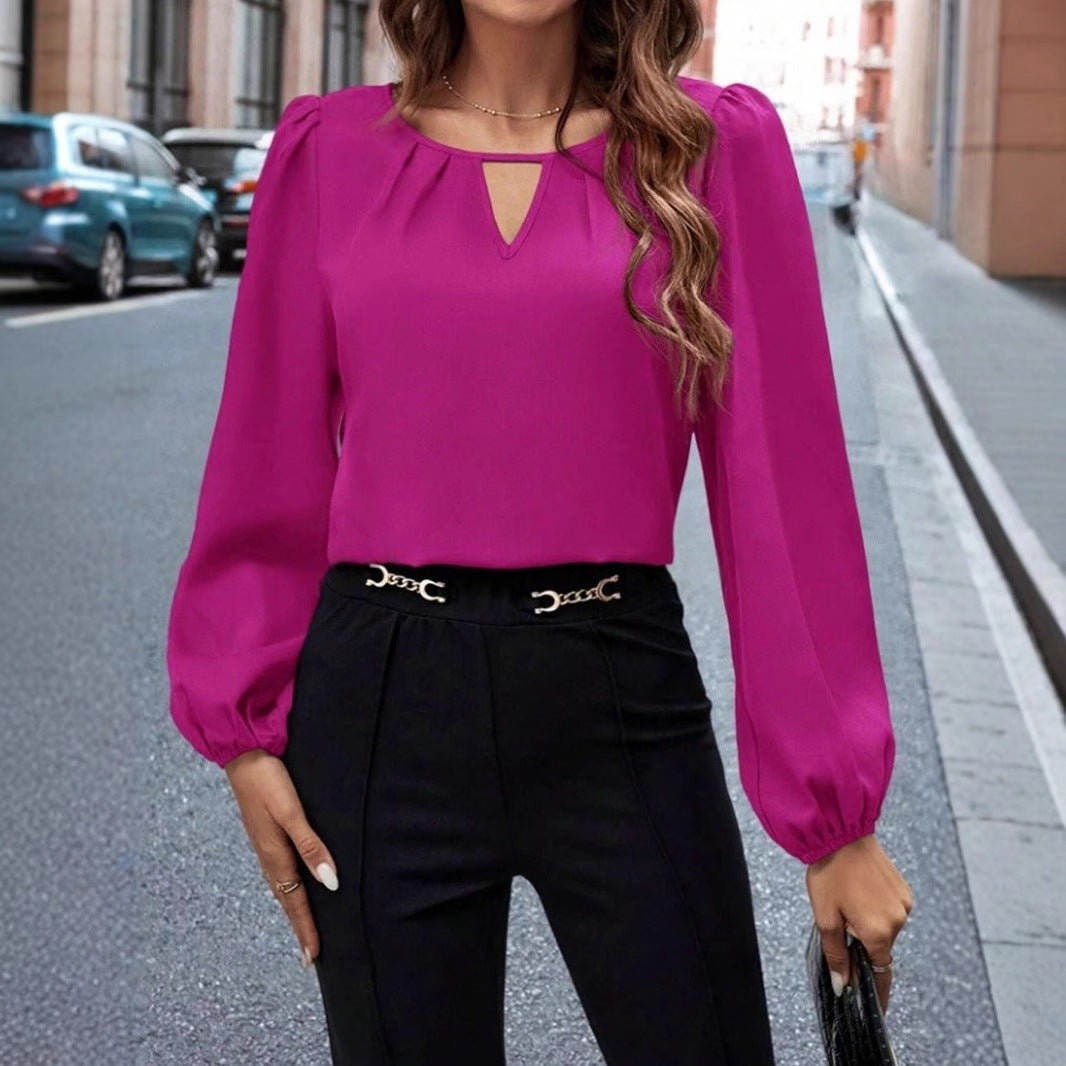 Dame Elegant bluse top med puffærmer Stilla