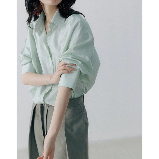 Dame elegant bomuldsbluse med oversized schnit og afslappet stil Stilla