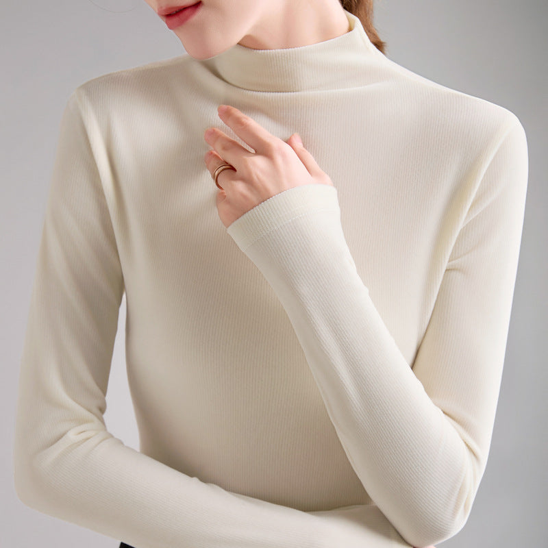 Dame Turtleneck Pullover med innovativt Veloursdesign Stilla