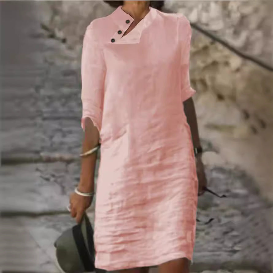 Dame afslappet linnedragt med modige knapdetaljer Stilla