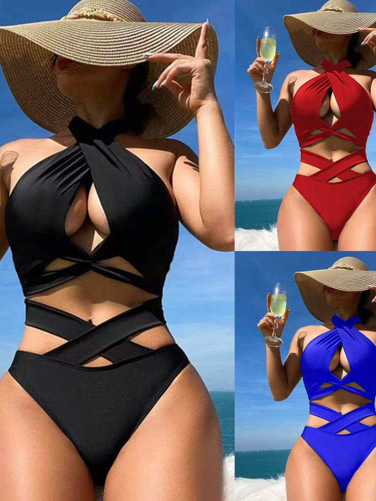 Dame Cross-Back Høj Talje Bikini Sæt Stilla