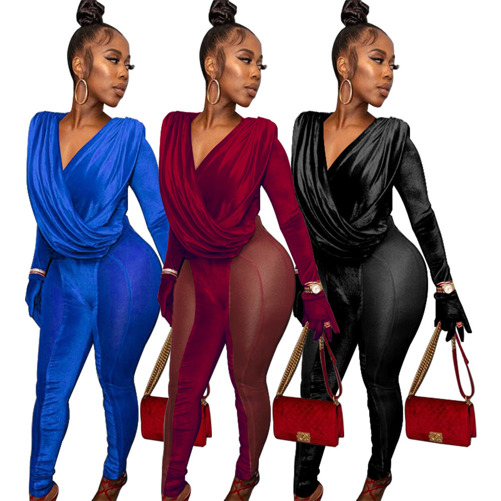 Dame Draperet Jumpsuit med lange ærmer og elegant snit Stilla