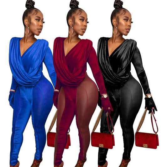Dame Draperet Jumpsuit med lange ærmer og elegant snit Stilla