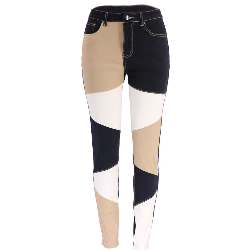 Damer Mode Skinny Jeans i kreativ patchwork-design med høj talje Stilla