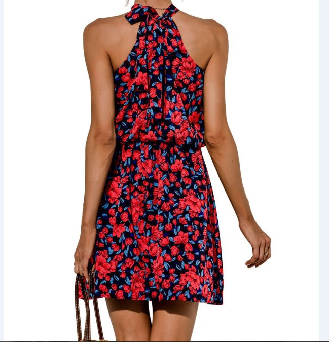 Dame Halterneck Blomstret Print Jumpsuit Stilla