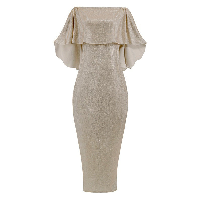 Dame Elegant Jumpsuit med glitrende stof og brede ærmer Stilla