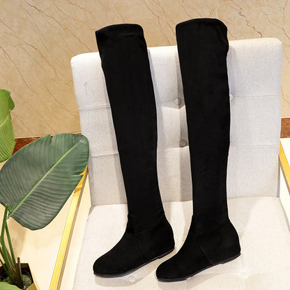 Dame Overknee-støvler i blødt velourlæder Stilla