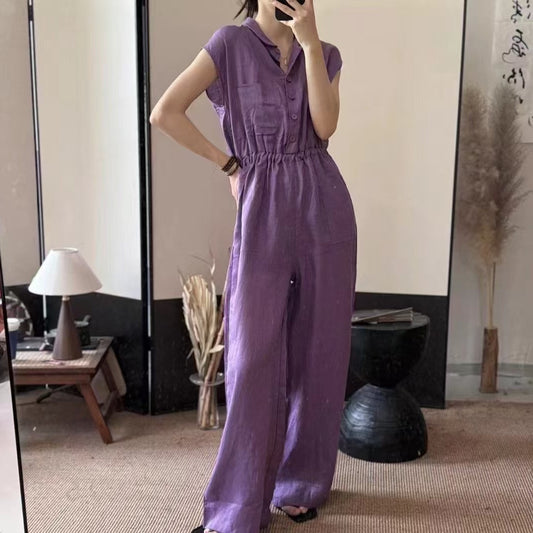 Dame Utility Jumpsuit med knapdetaljer Stilla