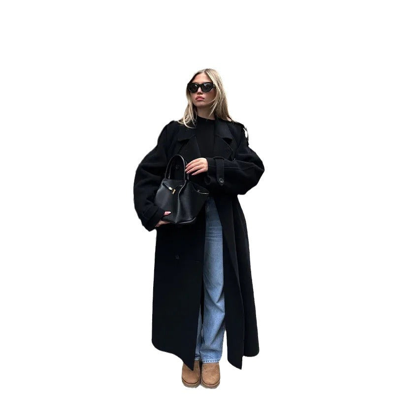 Dame OverSize Uldfrakke med moderne snit og praktiske lommer Stilla