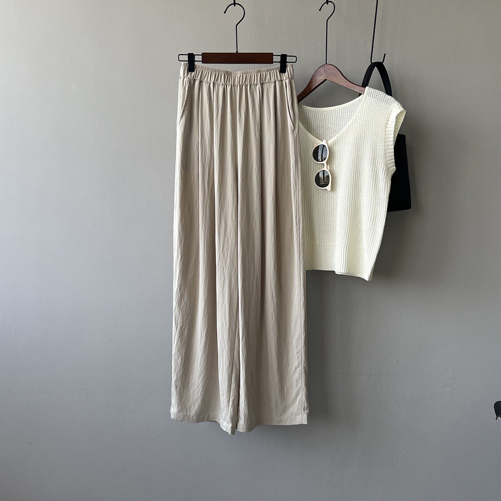 Dame afslappet Palazzo-bukser med elastisk talje og bredt ben Stilla