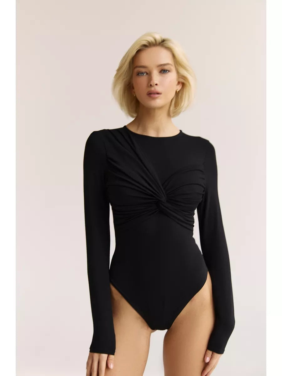 Dame Langærmet Bodysuit med dekorativt knudedesign Stilla