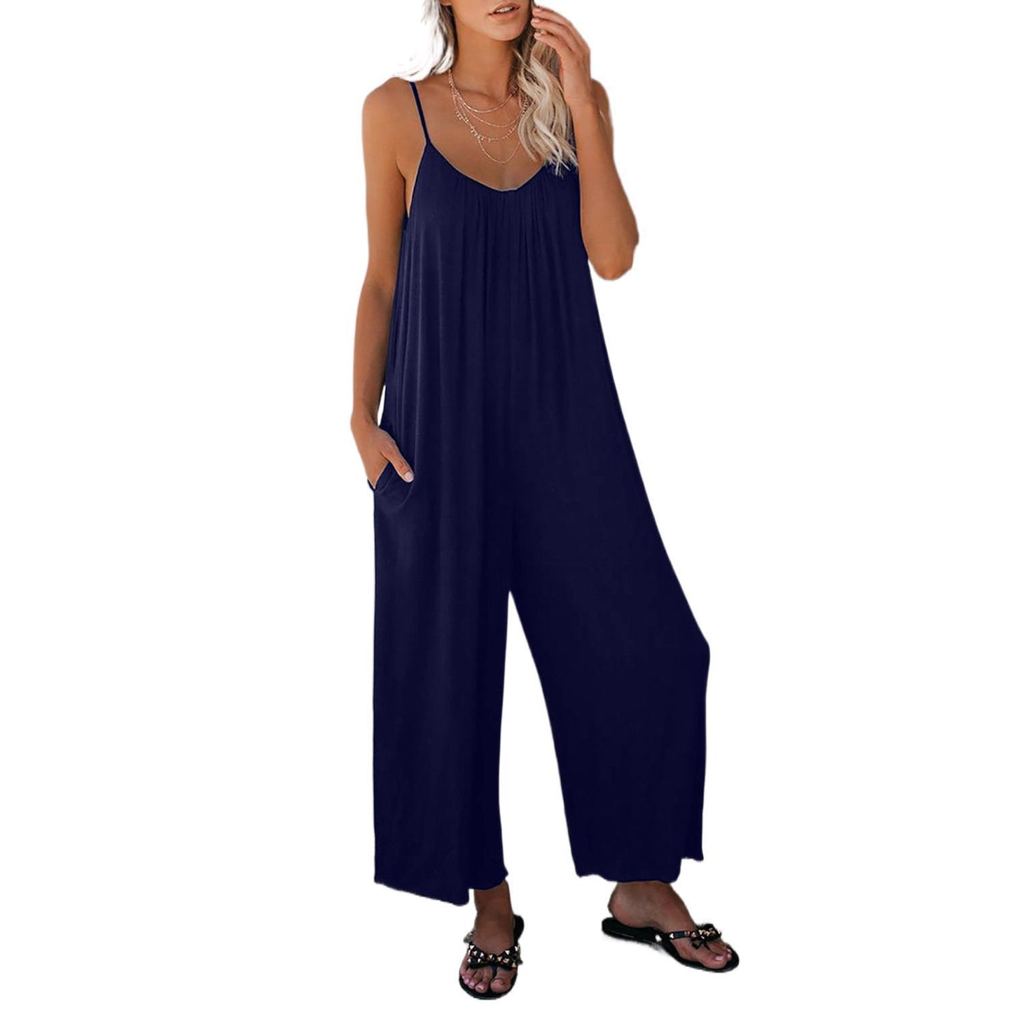 Dame afslappet jumpsuit med bred pasform og praktiske lommer Stilla