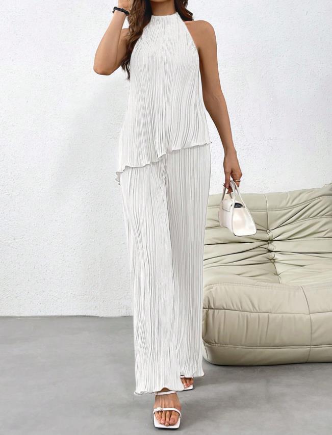 Dame Langbenet Jumpsuit med plisseret design Stilla
