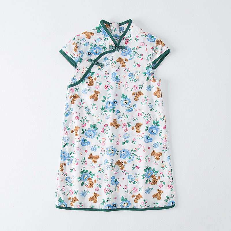 Pige Floral Print Orientalsk Kjole Stilla