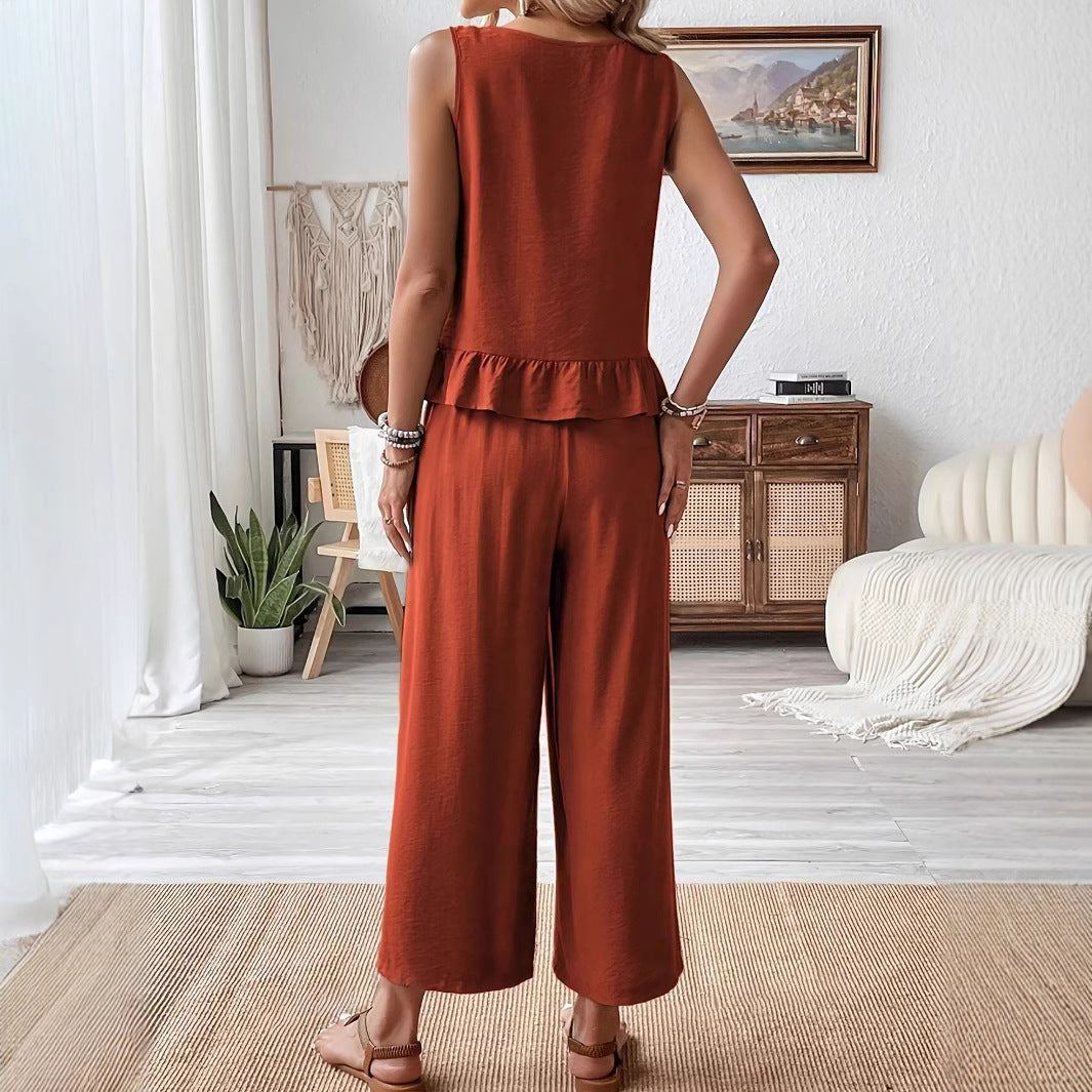 Damer luftig jumpsuit med flæse Stilla