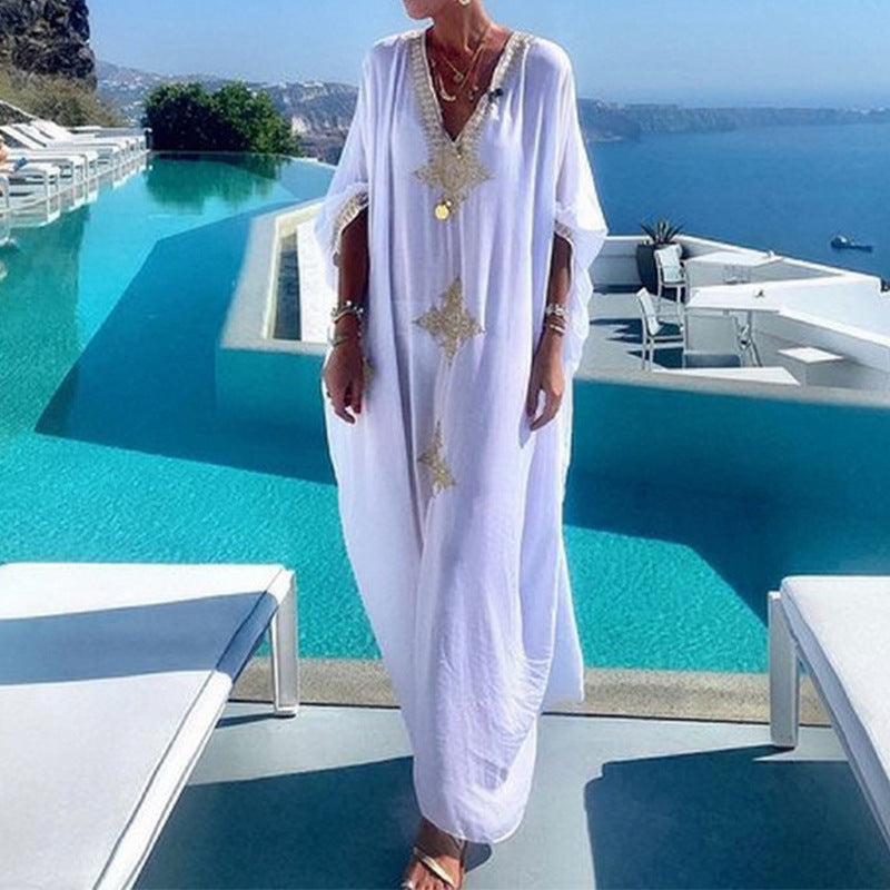 Dame elegant kaftan kjole med kunstneriske udsmykninger Stilla