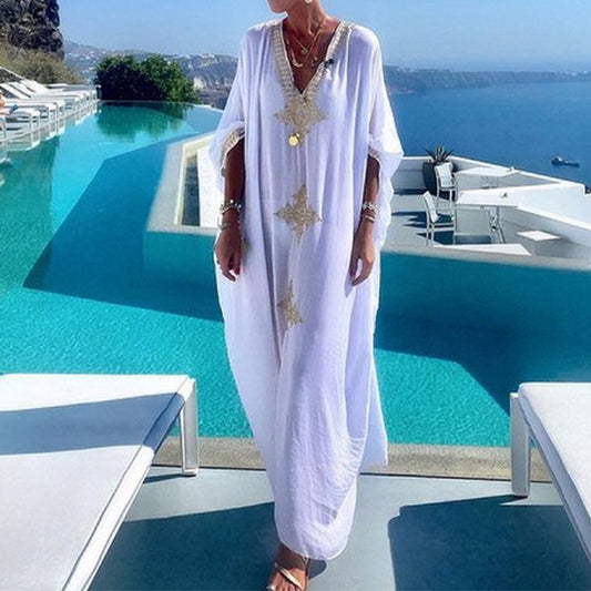 Dame elegant kaftan kjole med kunstneriske udsmykninger Stilla