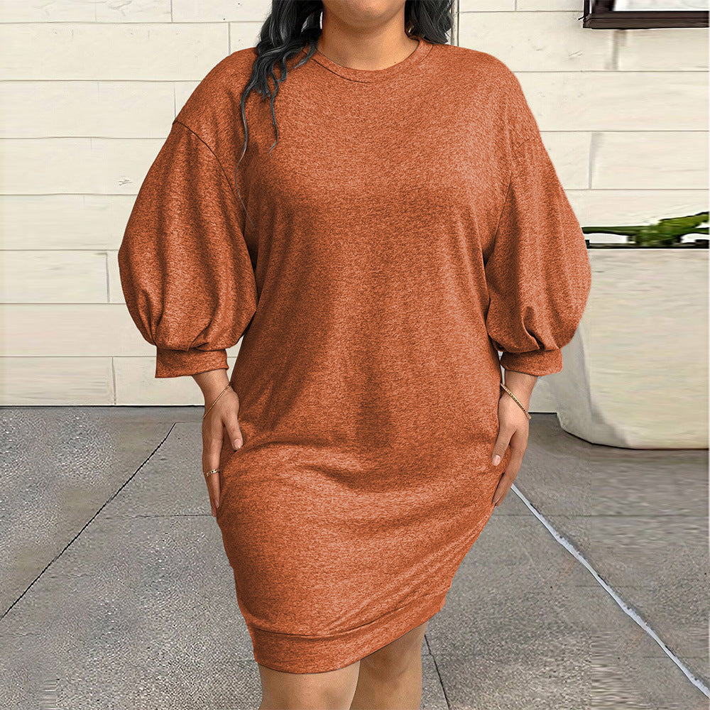 Dame afslappet kjole med voluminøse ærmer og rund halsudskæring Stilla